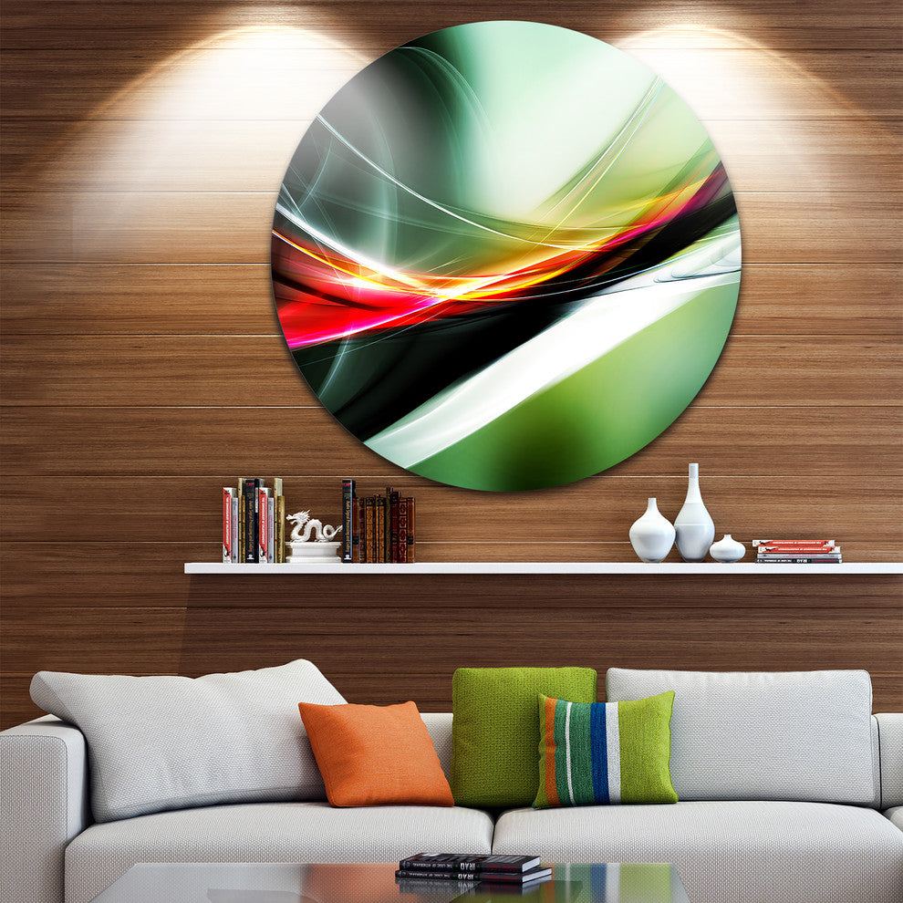 Elegant Color Pattern, Abstract Digital Art Round Metal Wall Art, 11"