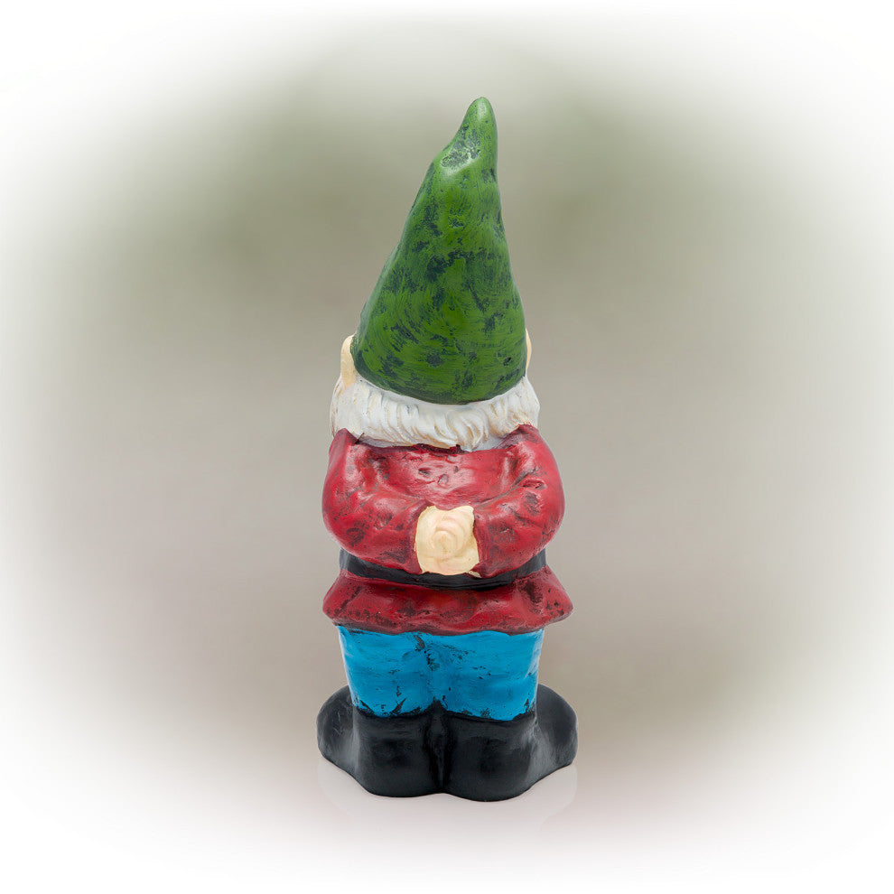Bearded Garden Gnome Statue with Green Hat