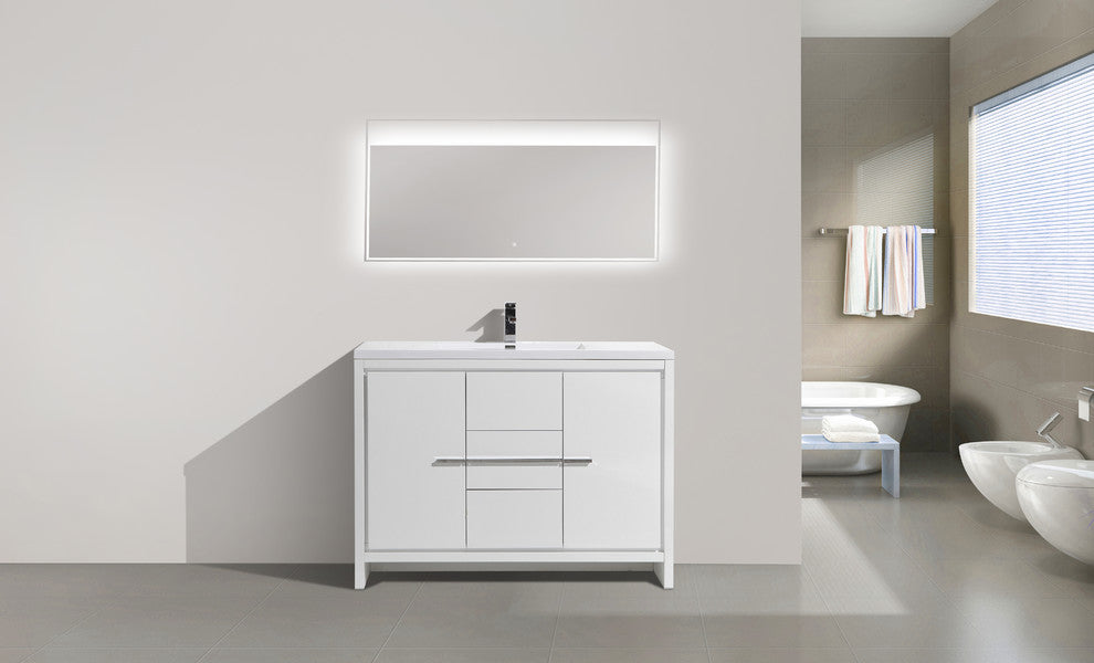 Alma-Allier Freestanding Vanity With Integrated Sink, White, 48"