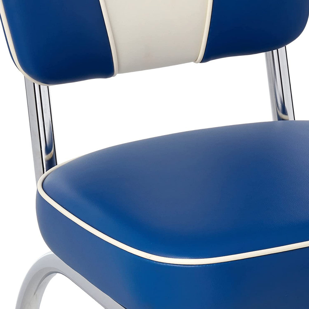 Retro Home Upholstered 'V' Back Dining Chair, Royal Blue, Box Seat