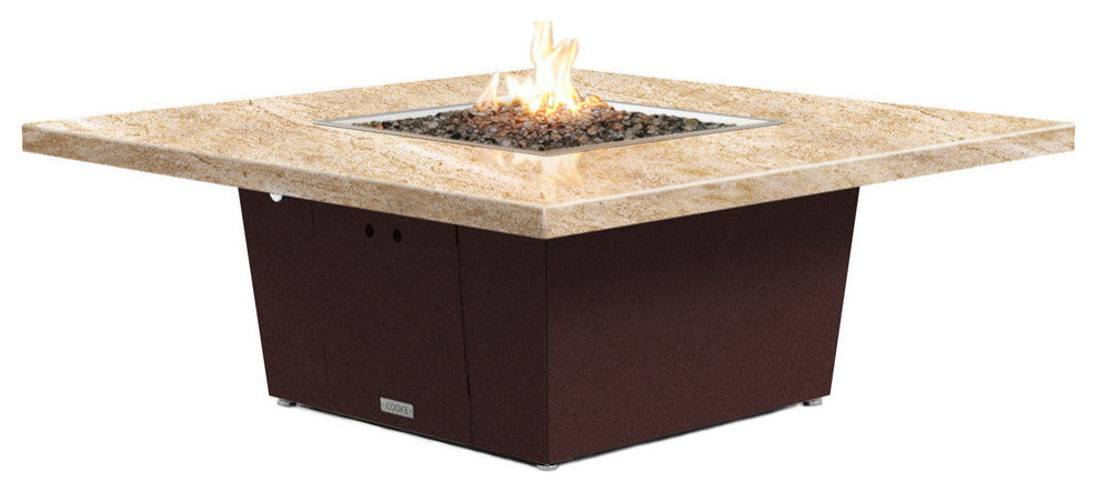 Square Fire Pit Table, 56x56, Propane, So Cal Special Granite, Dark Cherry