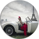 Fashion Woman In Car, Art Car Disc Metal Artwork, 11"