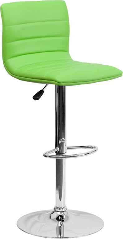Estella Lois Mid-Back Green Vinyl Swivel Adjustable Barstool