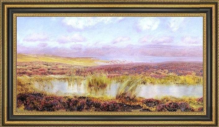 John Brett a View of Whitby From The Moors Framed Premium Canvas Print, 14"x28"