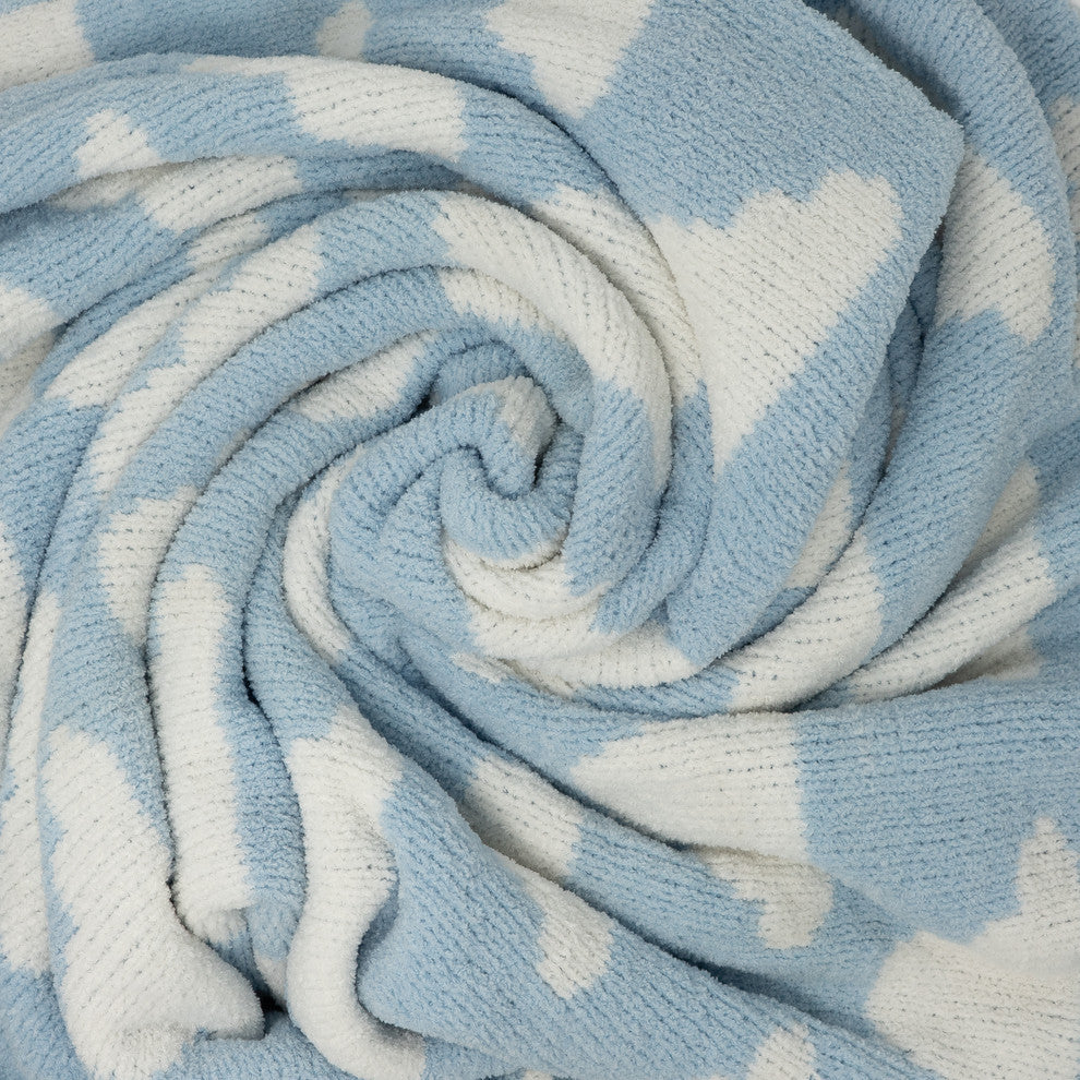 Chenille Baby Blanket, Blue Clouds