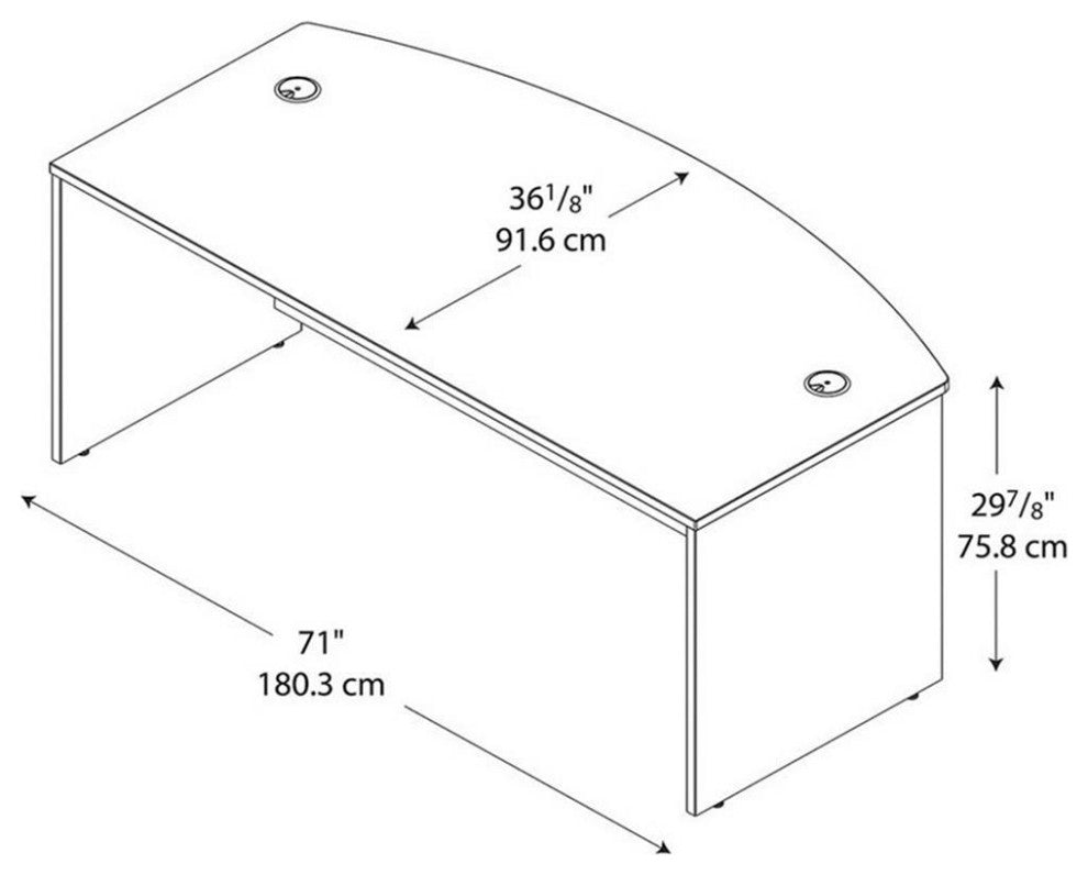 Series C 72" Bow Front Desk Shell in Mahogany - Engineered Wood