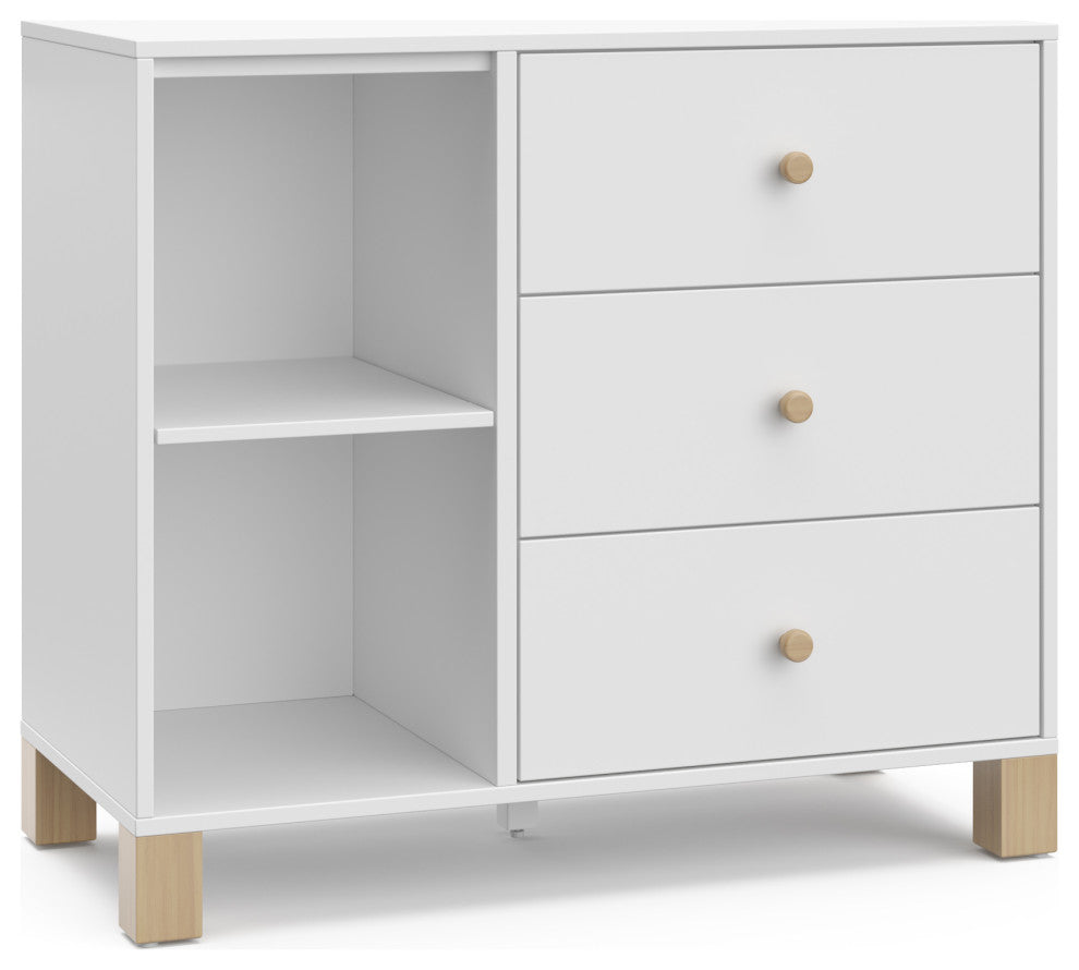 Storkcraft California 3 Drawer Combo Dresser, White With Driftwood