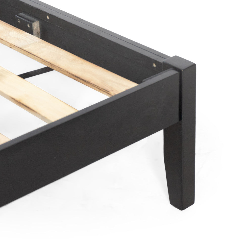 Apollo Queen Size Bed With Headboard, Black Finish, Natural