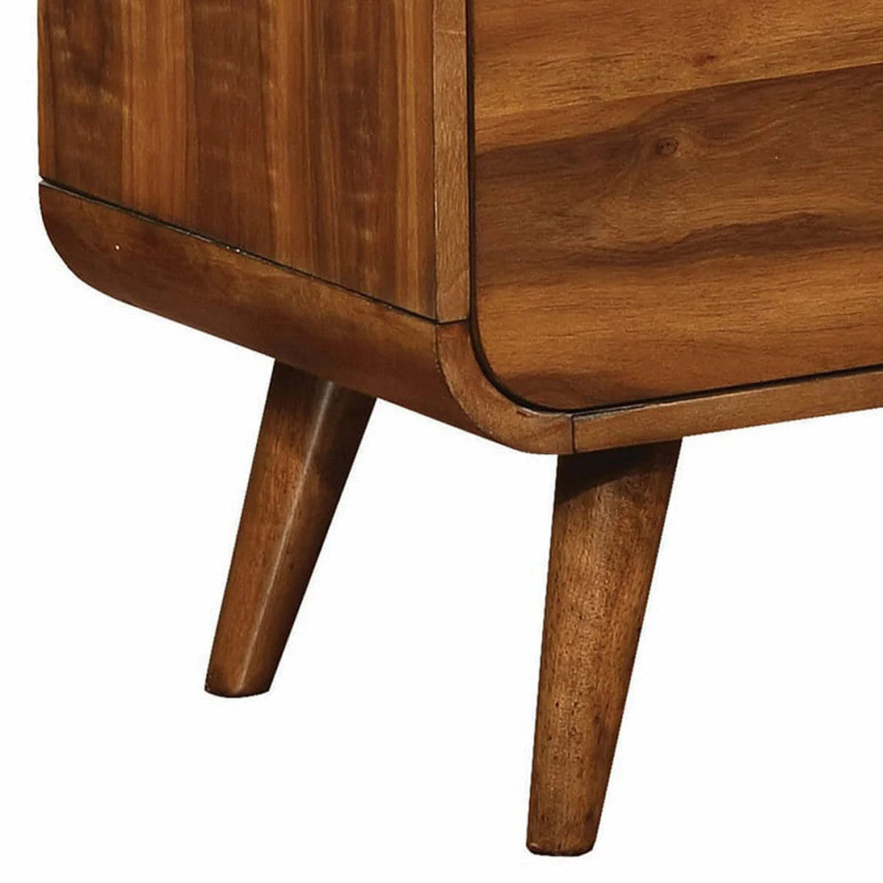 Benzara BM182737 Wooden Nightstand With 2 Drawers, Dark Walnut Brown
