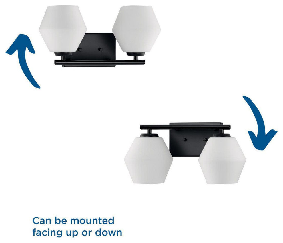 Copeland Collection Two-Light Matte Black Mid-Century Modern Vanity Light