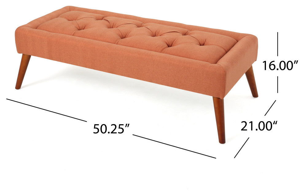 GDF Studio Pyram Mid Century Modern Ottoman Bench, Orange