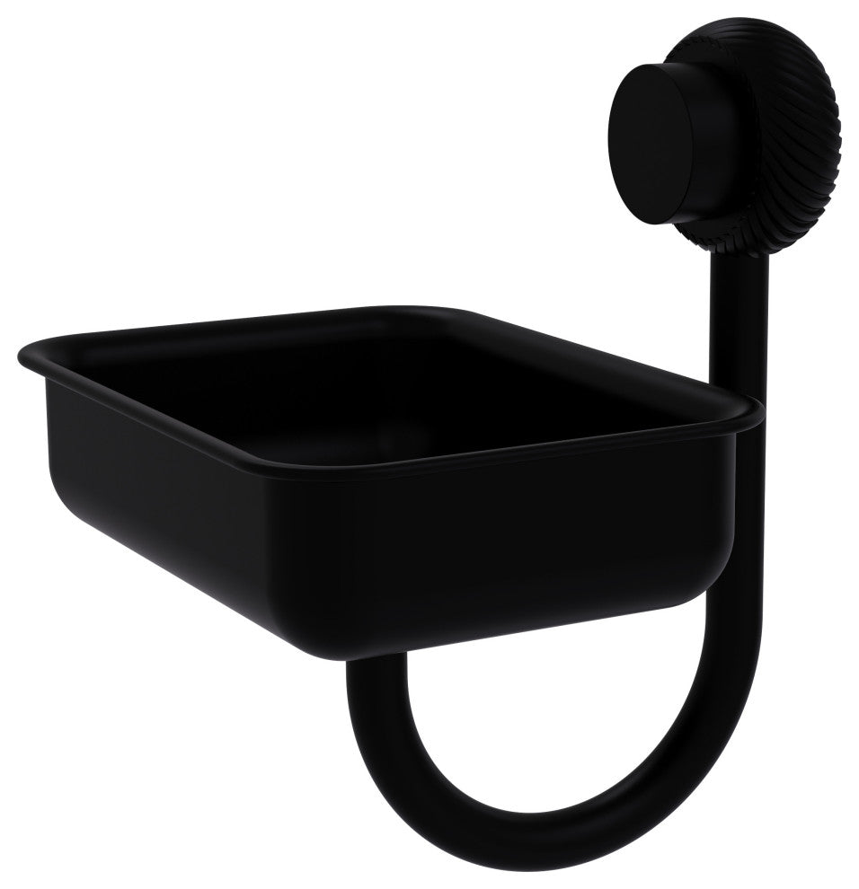 Venus Wall Mount Soap Dish With Twist Accents, Matte Black
