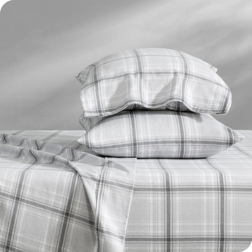 Bare Home Cotton Flannel Sheet Set, Tartan Plaid, Split King