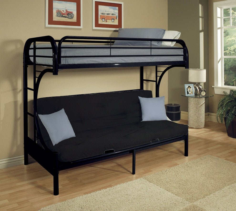 Cabot Twin XL over Queen Futon Bunk Bed, Black