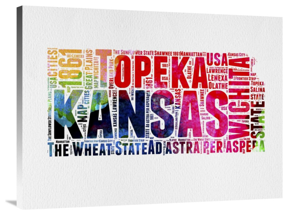 "Kansas Watercolor Word Cloud" Fine Art Print