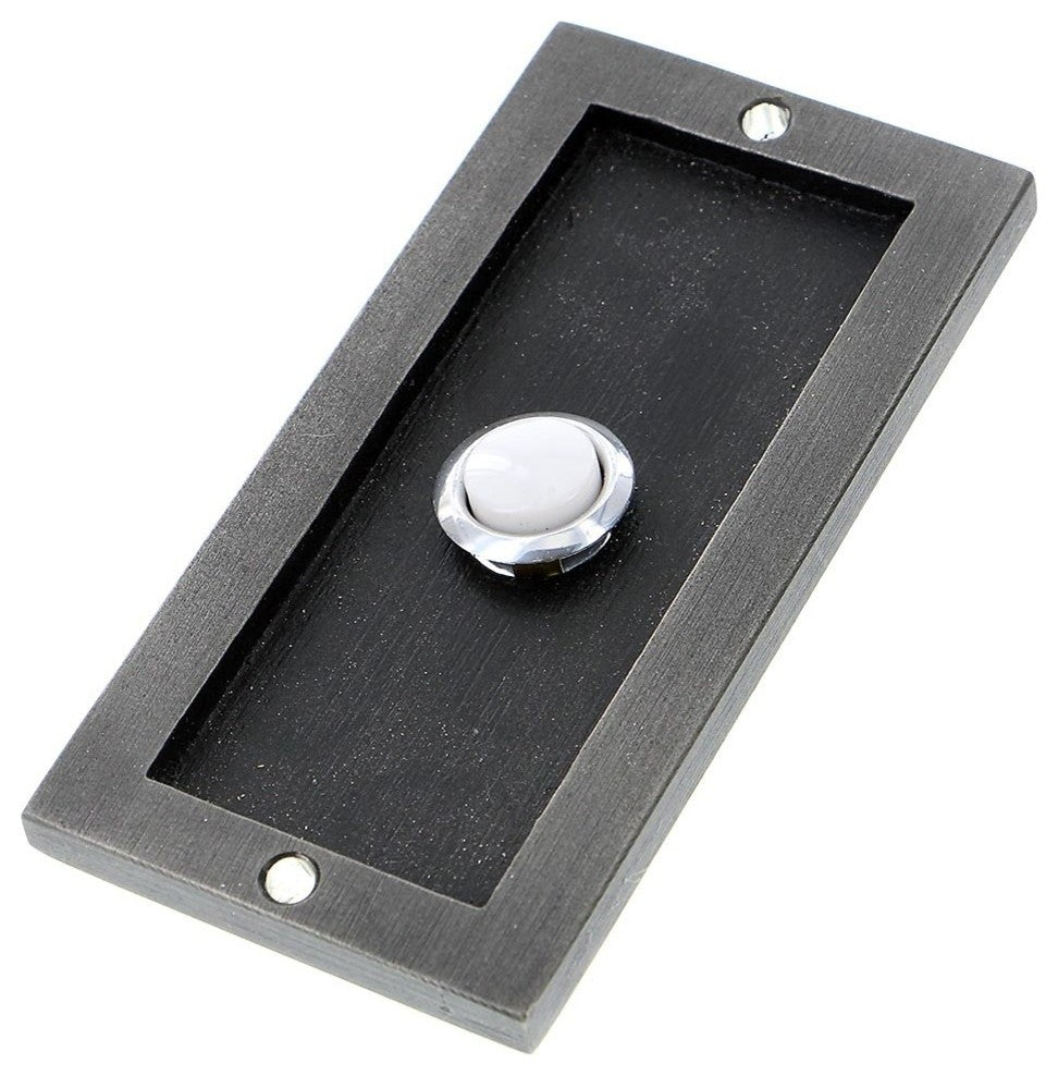 Border Bell Plate With Button, Polished Pewter