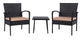 Safavieh Moore 3-Piece Outdoor Lounge Set Black/Beige