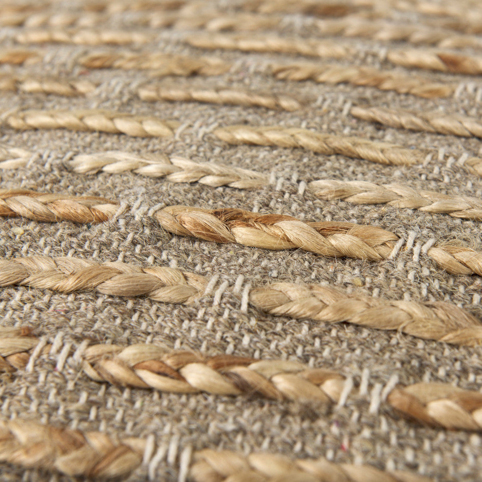 Binita 16.0Lx16.0Wx16.0H Gray/Brown Hemp Wool and Cotton Pouf