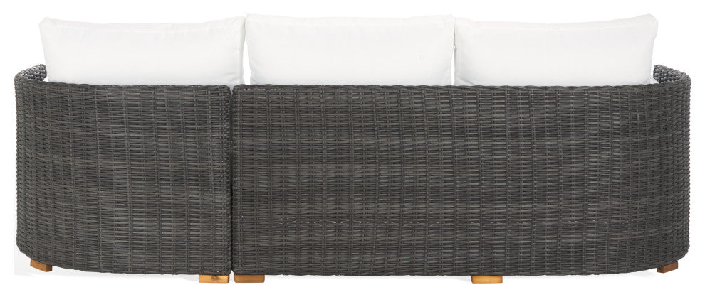 Safavieh Couture Indoor-Outdoor Anguilla Wicker Chaise Sofa, Dark Grey/White