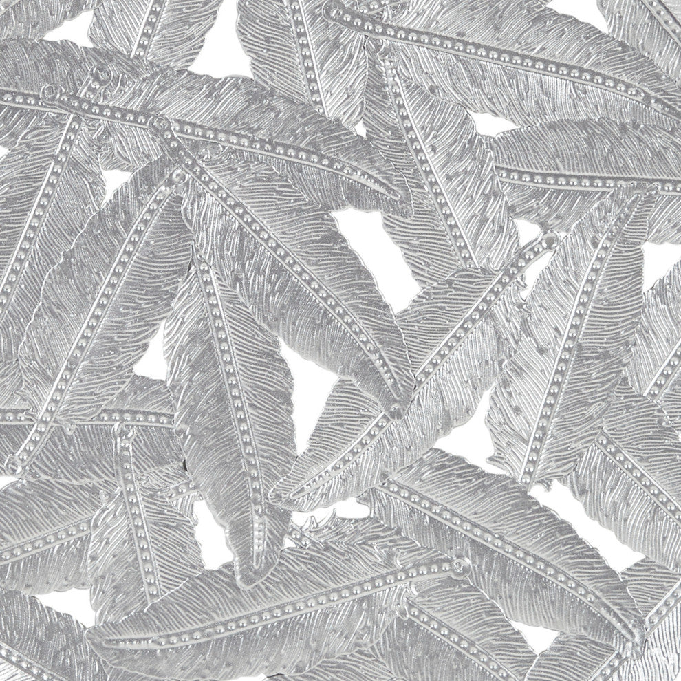 Madison Park Rossi Textured Feather 3-piece Metal Disc Wall Decor Set, Grey