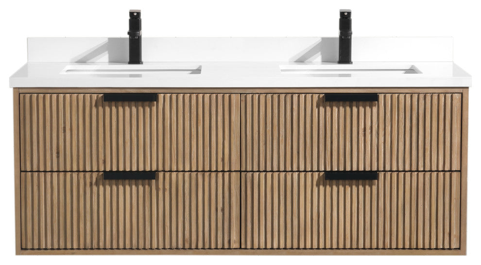 Ari Kitchen and Bath San Diego Bath Vanity, Weathered Fir, 55", Floating