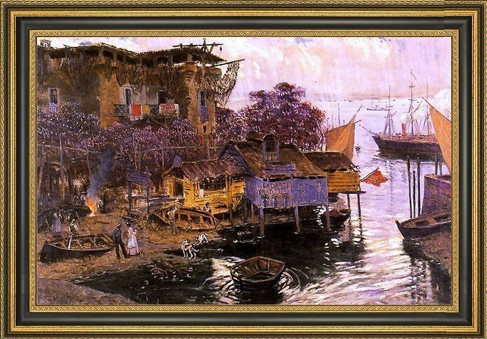Antonio Munoz Degrain Escena En Cuba Framed Premium Canvas Print, 18"x27"
