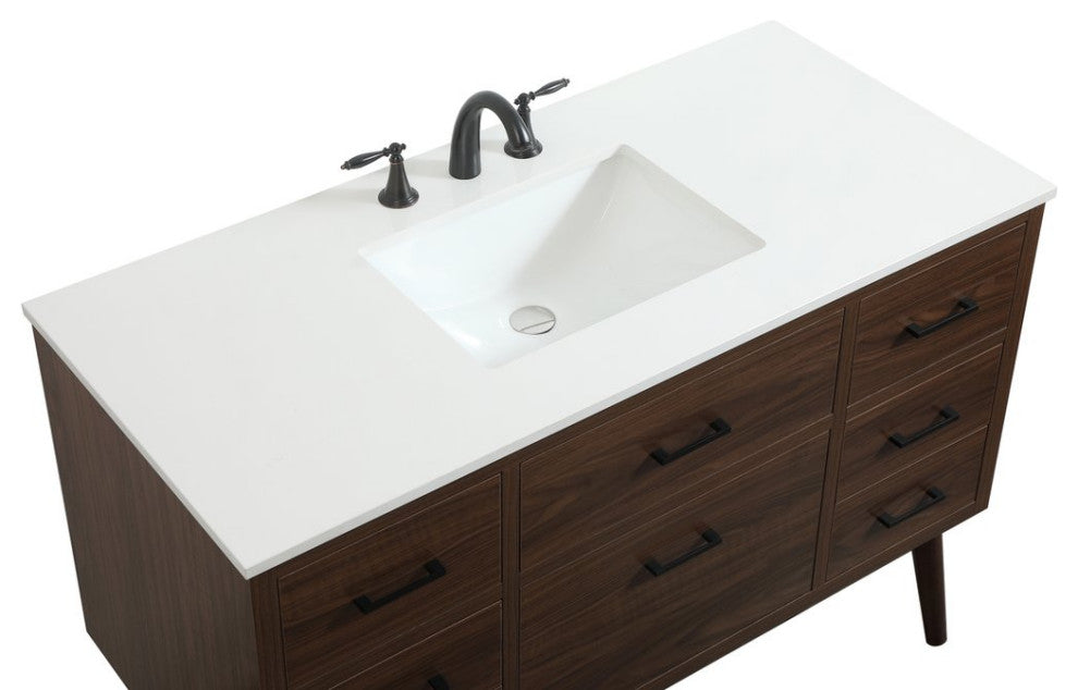 Home Living 22" Midcentury Modern Walnut-Light Bathroom Vanity