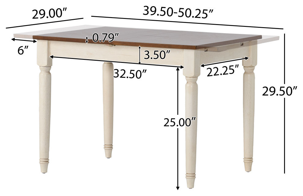 GDF Studio Fairfield Dining Set, Dark Oak and Cream