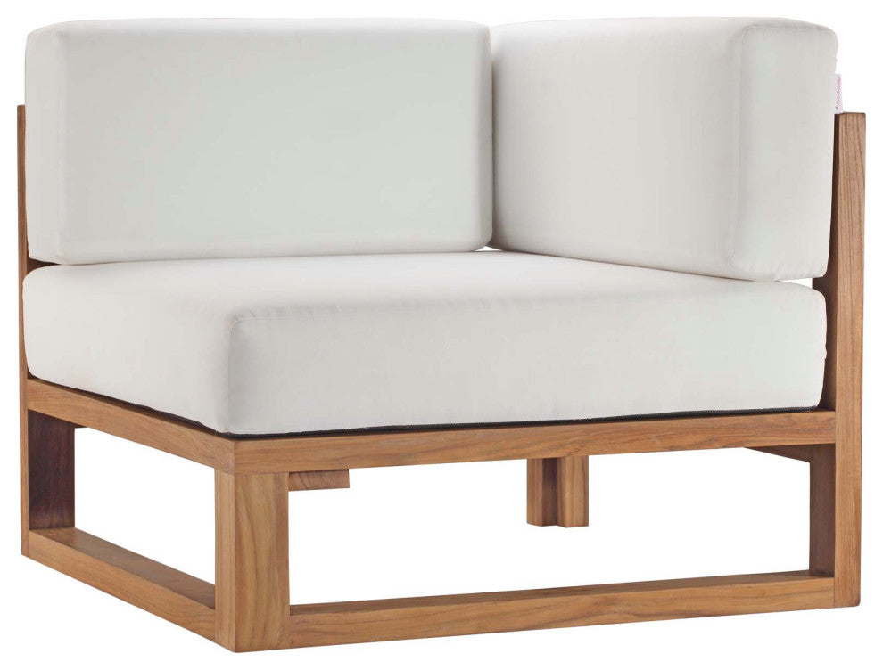 Upland Outdoor Patio Teak Wood Corner Chair - Natural White