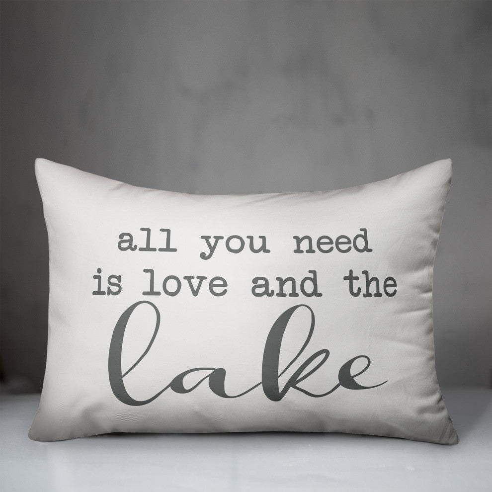 All You Need Is Love And The Lake Script Outdoor Lumbar Pillow