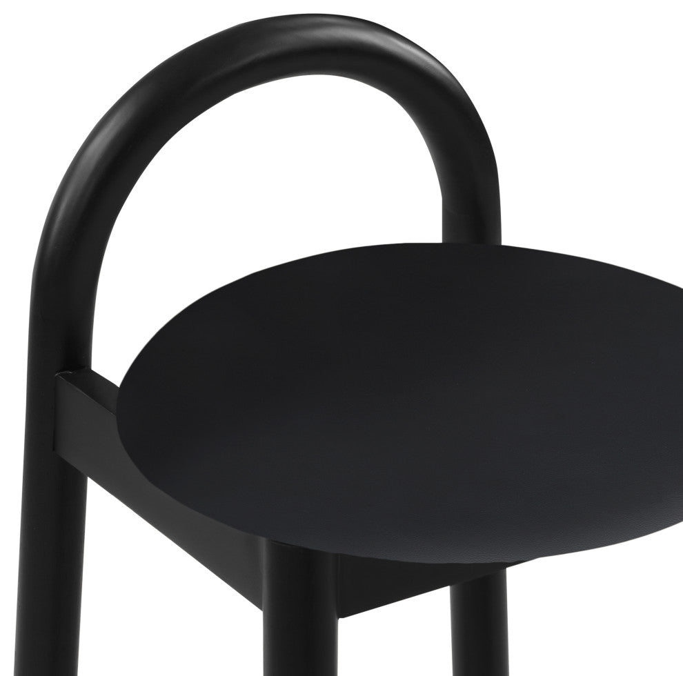Meridian Furniture Calvin Vegan Leather Stool, Black, Black Finish