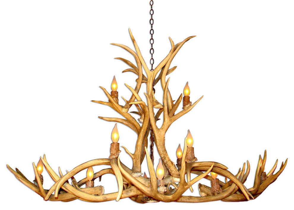 Mule Deer Oblong Inverted Antler Chandelier Light, Extra Large, No Shades