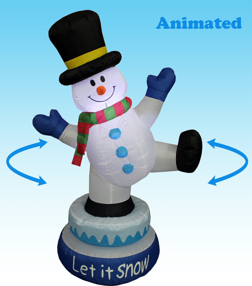 Tall Animated Christmas Inflatable Snowman, 5'