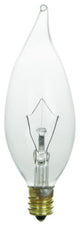 Sunlite 40 Watt Flame Tip Chandelier, Candelabra Base, Clear, 15 Pack