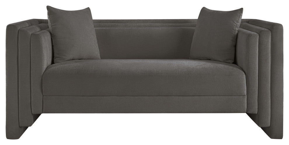 Everett Upholstered Loveseat, Grey, Chenille Fabric