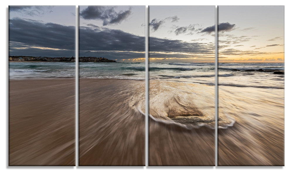 "Morning With Playful Surf and Pleasant Sky" Wall Art, 4 Panels, 48"x28"