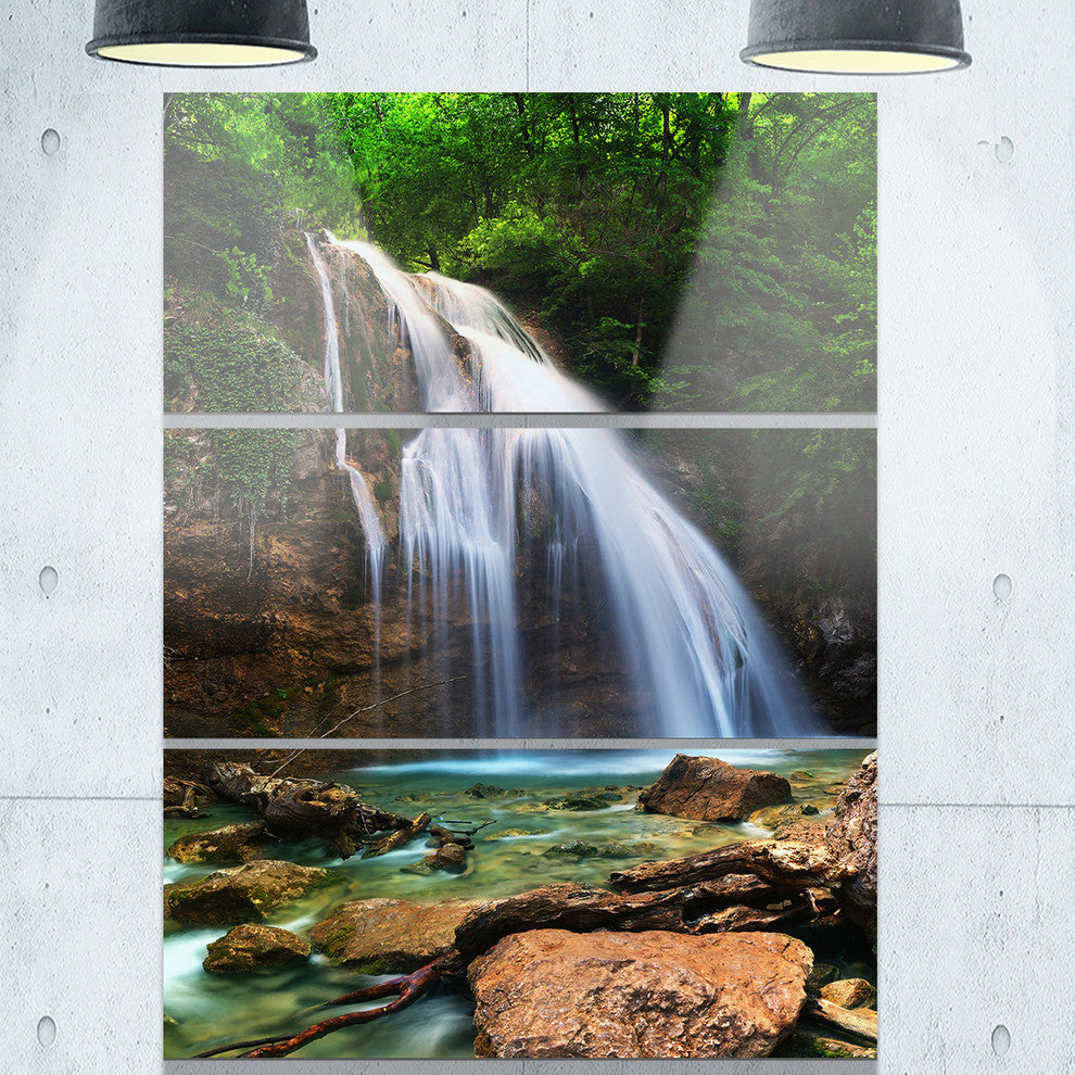 "Djur Djur Waterfall" Photography Metal Wall Art, 3 Panels, 28"x36"