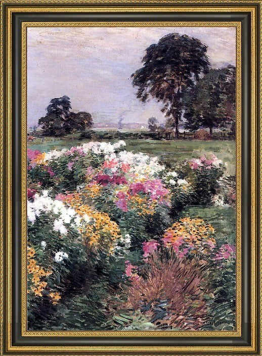 Willard Leroy Metcalf Purple White and Gold Framed Premium Canvas Print, 18"x27"