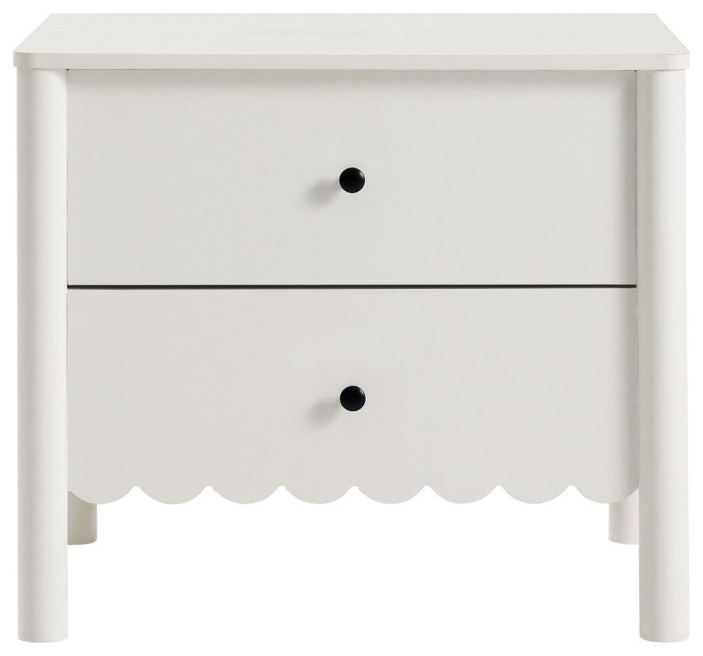 Emmeline Scalloped 2-Drawer Nightstand, White