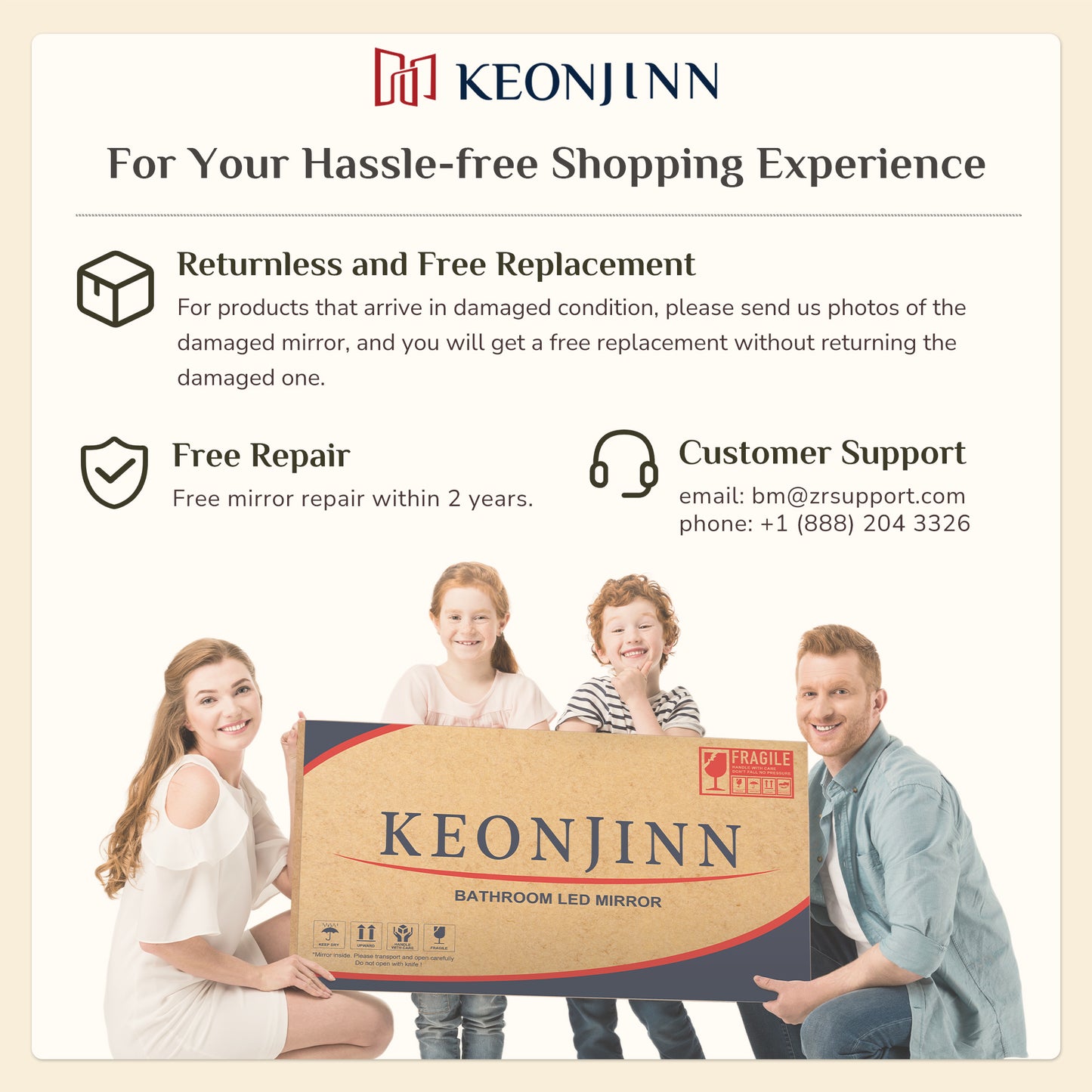 Backlit LED Mirror for Bathroom, Anti-Fog Dimmable, Silver, 60x40