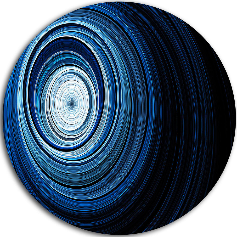 Endless Tunnel Light Blue Ripples, Abstract Round Metal Wall Art, 23"