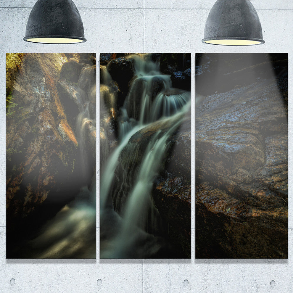 "Slow Motion Waterfall in Summer" Metal Wall Art, 3 Panels, 36"x28"