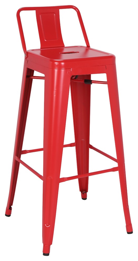 Highland Commercial Grade Low Back Barstool, Forested Red (Set of 4)