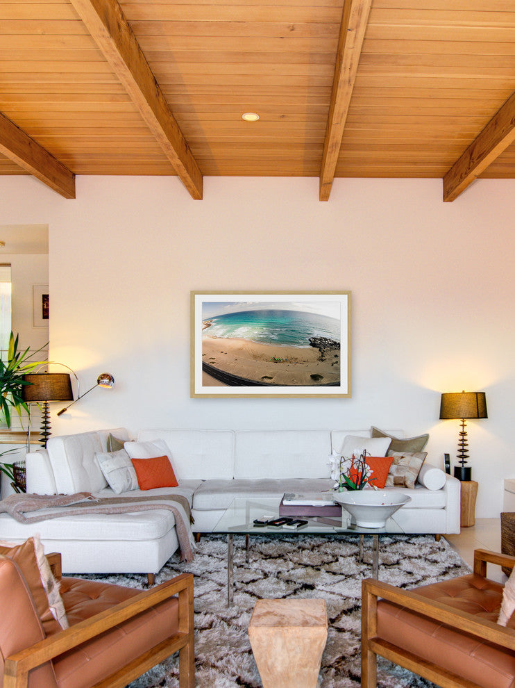 "Telescopic Beach View" Framed Print by Karolis Janulis