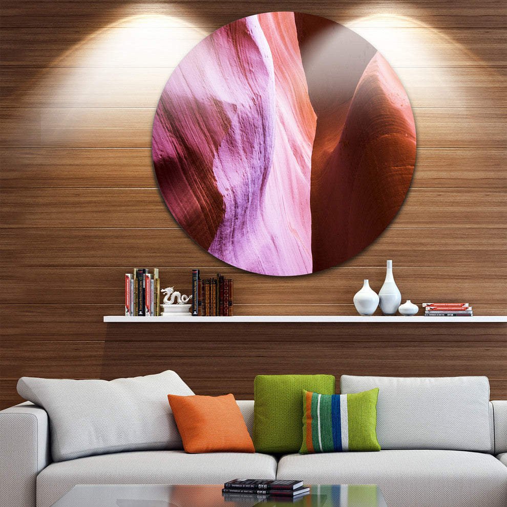 Purple Shade In Antelope Canyon, Landscape Photo Round Wall Art, 38"