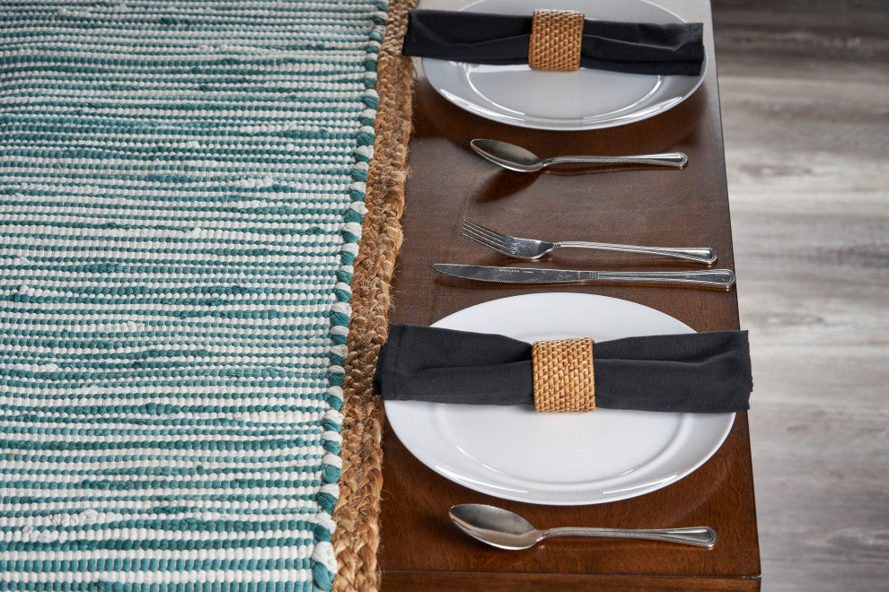 Striped Blue Bordered Table Runner