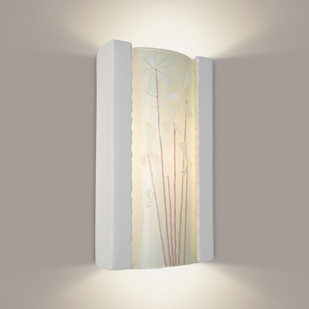 Meadow Wall Sconce, White Gloss and White Frost, Bulb Type: E12