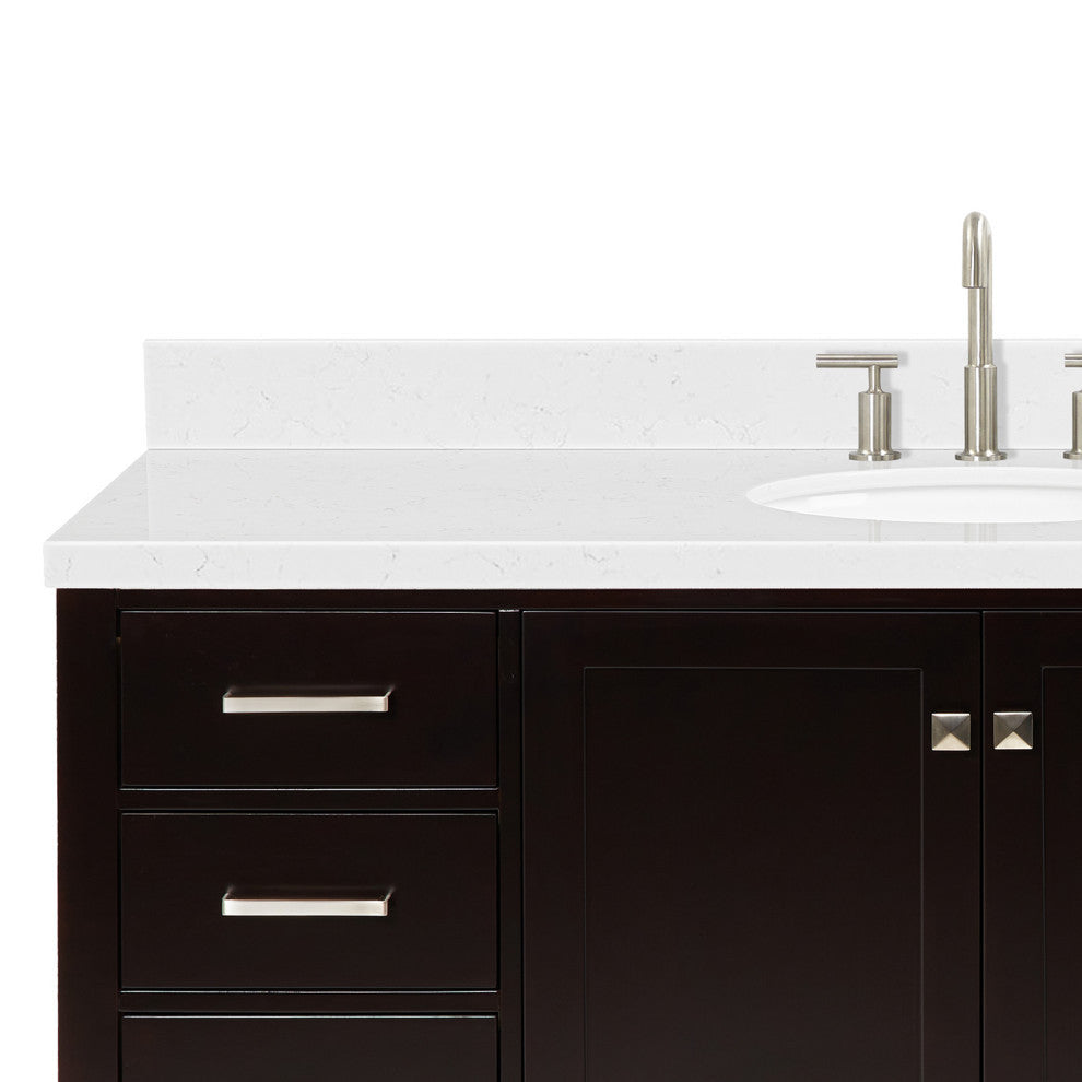 Ariel Cambridge 60" Single Sink Vanity, Carrara Quartz, Oval