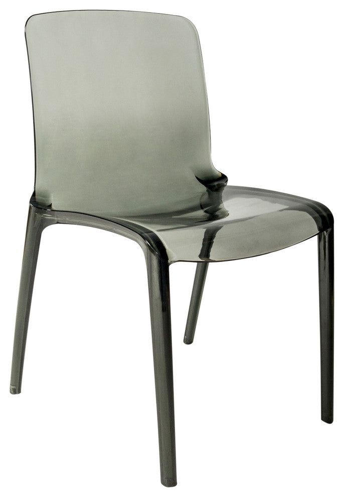 LeisureMod Murray Lucite Stackable Molded Dining Side Chair, Black