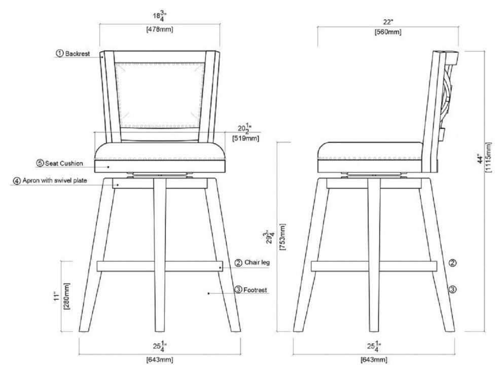 Broadmoor Swivel Stool, Cappuccino, 29"